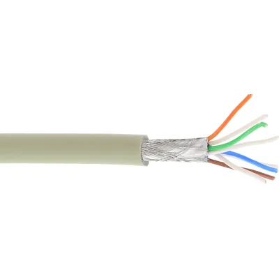 Produktbild von InLine® 76899 Patchkabel, S/FTP (PiMf), Cat.6A, 500MHz, halogenfrei, Kupfer, grau, 100m