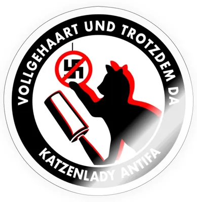 Produktbild von Spreadshirt Vollgehaart Und Trotzdem Da Katzenlady Antifaschistin Sticker Aufkleber, 10 x 10 cm, Transparent glänzend