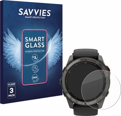 Produktbild von 3x Savvies Schutzglas Folie für Garmin Fenix 8 Pro MicroLED (51 mm) 9H Panzer Schutzfolie Glas Displayschutz klar transparent