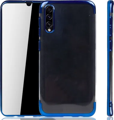 Immagine prodotto di Custodia per cellulare Samsung Galaxy A30s, colore blu, trasparente, in TPU (silicone), con protezione posteriore