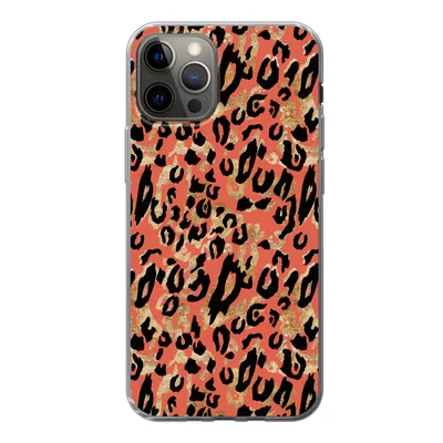 Produktbild von MuchoWow® Handyhülle Schutzhülle Hülle für iPhone 13 Pro Pantherdruck - Gold - Rosa Silikon Softcase Handy Hülle - Handy-Tasche
