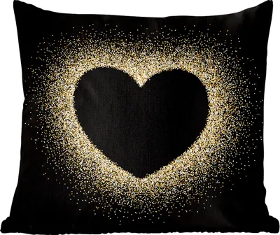 Produktbild von MuchoWow® Zierkissen Sofakissen Wohnzimmer Dekokissen 45x45 cm Goldenes Herz auf schwarzem Hintergrund - Schlafpolster - Polster für das Sofa