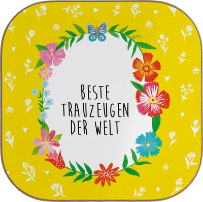 Produktbild von Mr. & Mrs. Panda Getränkeuntersetzer Trauzeugen - Weiß - Geschenk, Untersetzer Tasse, Heirat, Standesamt, Gläser, Glas, Trauung, JGA, Flaschenuntersetzer, für, Coaster