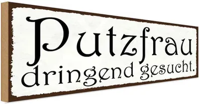 Produktbild von vianmo Holzschild 10x27 cm Putzfrau dringend gesucht Beruf Arbeit