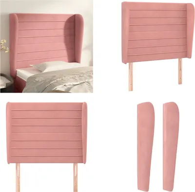 Produktbild von vidaXL Kopfteil mit Ohren Rosa 103x23x118/128 cm Samt - Kopfteil - Kopfteile - Bett-Kopfteil - Bettkopfteil