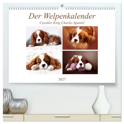 Produktbild von Der Welpenkalender - Cavalier King Charles Spaniel (hochwertiger Premium Wandkalender 2027 DIN A2 quer), Kunstdruck in Hochglanz