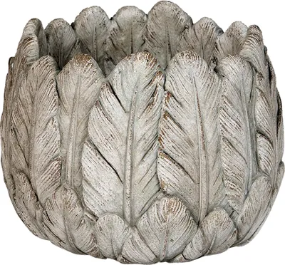 Image de Clayre & Eef Pot de fleurs Ø 19x16 cm Gris Pierre Plumes