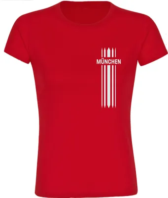 Produktbild von multifanshop Damen T-Shirt - München rot - Streifen, rot, Größe XXL
