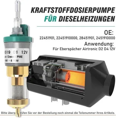 Productafbeelding van Dieselpomp 12 V 20 ml voor dieselstandkachel 1 kW tot 5 kW, dubbelfilterpomp