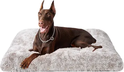 Produktbild von Hundedecke EHEYCIGA Hundebett XXL Große Größe, Anti-Stress-Hundekissen, waschbar und rutschfest, Hundehütte aus weichem Plüsch, Braun, 120 x 90 cm