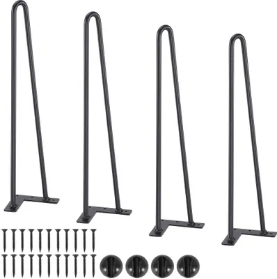 Zdjęcie produktu dla zestaw 4 sztuk - Nogi szpilkowe - Wysokość 482 mm - Płyta montażowa 110 x 110 mm - Stal węglowa malowana proszkowo - Nogi szpilkowe - Nośność 227 kg - Idealne do stołów kuchennych, konsol do salonu i stołów studyjnych