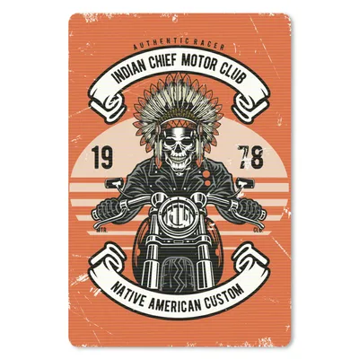 Produktbild von MuchoWow® Mauspad Mousepad Totenkopf - Indisch - Motor - Vintage 18x27 cm - Mousepads - Maus Mat - Pad - Mausunterlage