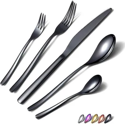 Immagine prodotto di Set di posate in acciaio inossidabile nero da 30 pezzi per 6 persone