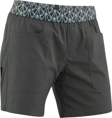 Dunkelgraue Kletter- und Boulderhose für Damen von Edelrid mit elastischem Bund und Taschen.