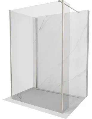 Obrázek produktu pro Mexen Kioto sprchová zástěna Walk-in 135 x 110 x 40 cm, transparentní, kartáčovaný nikl - 800-135-110-221-97-00-040