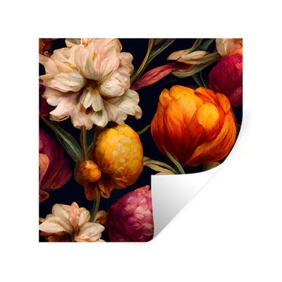 Produktbild von MuchoWow® Wandtattoo Wandsticker Wandaufkleber Blumen - Pflanzen - Weiß 30x30 cm Selbstklebend und Repositionierbar - Repositionierbar - Wasser abweisend