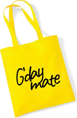 Produktbild von Huuraa Jutebeutel G`day mate Spruch 10 Liter Yellow Baumwolle Tasche Geschenkidee