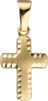 Produktbild von JOBO Anhänger Kreuz 585 Gold Gelbgold diamantiert matt Kreuzanhänger Goldkreuz