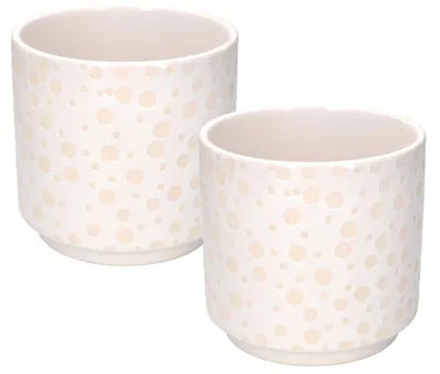 Image de KOTARBAU® : Pot de fleurs en céramique, pot intérieur pour fleurs et plantes, forme cylindrique, 12 cm, lot de 2