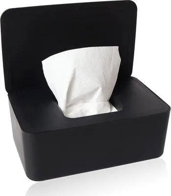 Image de Boîte en plastique pour mouchoirs humides, pochette pour bébé avec couvercle, pour la maison et le bureau, noire