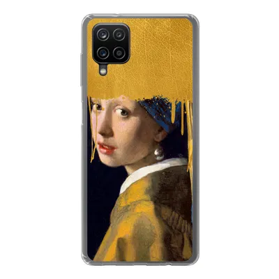Produktbild von MuchoWow® Handyhülle Schutzhülle Hülle für Samsung Galaxy A12 Mädchen mit einem Perlenohrring - Gold - Vermeer Silikon Softcase Handy Hülle - Bild