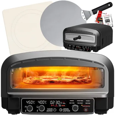 Zdjęcie produktu dla Piec do pizzy piekarnik TurboTronic 100-450°c elektroniczne sterowanie kamień do pieczenia pizza 37cm 20L 2200w Czarny