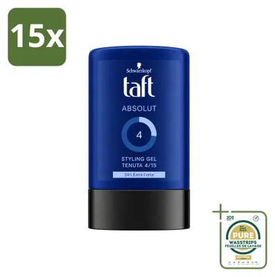 Obrázok produktu pre 15 kusov gélu na vlasy Schwarzkopf Taft Absolut pre mužov – dlhotrvajúca fixácia – 300 ml – balenie