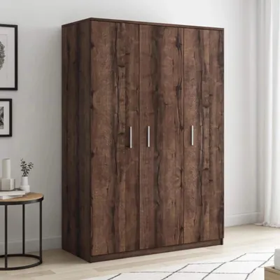 Produktbild von Kleiderschrank Zenit SZ3D, Drehtürenschrank, Drei-Türen Garderobenschrank für Schlafzimmer (Farbe: Monastery Eiche)