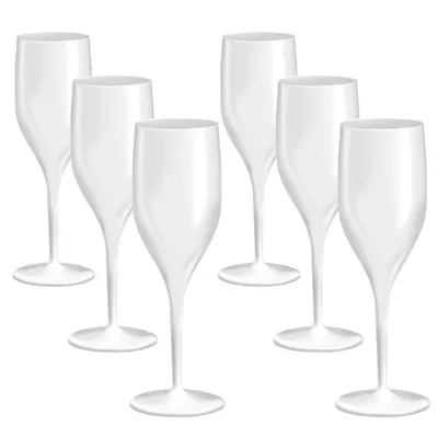 Produktbild von DoimoFlair Sektglas aus Plastik Bruchsicher Sektkelch Proseccoglas 15 cl. Weiss