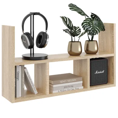 Produktbild von Wandregal Sonoma Eiche – modernes Hängeregal 2 Ebenen Bücherregal 78,6 cm – Regal Holzdekor Wohnzimmer, Büro, Kinderzimmer bücherregal wand