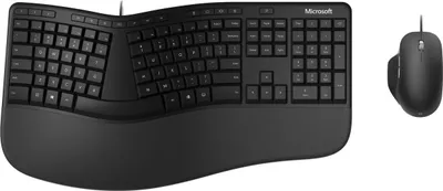 Produktbild von Microsoft Ergonomic Desktop Tastatur Maus enthalten Büro USB QWERTY Nordisch Schwarz (RJU-00009)
