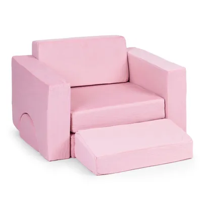 Image de EcoToys TMSRT-13 Canapé modulable pliable pour enfants, 2 places, 8 coussins, rose