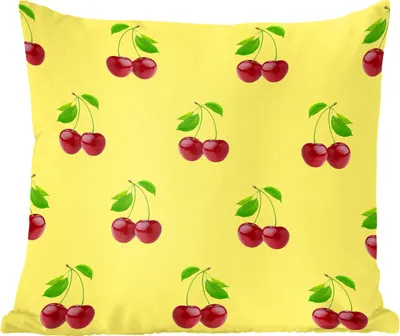 Produktbild von MuchoWow® Zierkissen Sofakissen Wohnzimmer Dekokissen 50x50 cm Kirschen - Illustration - Rot - Komfort - Sofakissen
