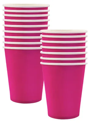Produktbild von Pappbecher – 32 Stück Einweg-Trinkbecher für heiße und kalte Getränke – 9oz – Rosenrot