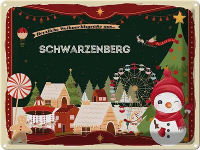 Produktbild von vianmo Blechschild 30x40 cm Weihnachten Grüße aus SCHWARZENBERG Abenteuer Reisen Urlaub