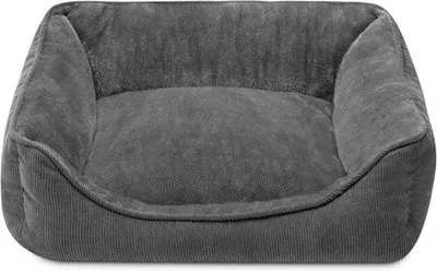 Produktbild von Famanu Katzenbett für kleine Hunde und Katzen - Weiches Haustier Schlafbett Grau - Atmungsaktives Haustierkissen (55x45x15cm)