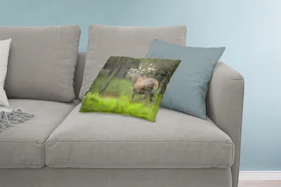 Produktbild von MuchoWow® Zierkissen Sofakissen Wohnzimmer Dekokissen 60x40 cm Elch - Wald - Porträt - Kopfkissen - Polster mit Foto