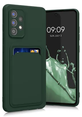 Produktbild von kwmobile Handyhülle für Samsung Galaxy A52 / A52 5G / A52s 5G Hülle mit Kartenfach - TPU Case - Kabelloses Laden - Schutzhülle Cover in Dunkelgrün
