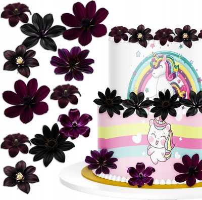 Produktbild von Waffel Schwarze Lilienblüten Kuchen essbare Dekoration - 32 Stück
