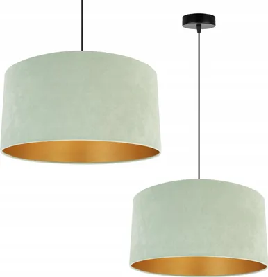 Image de Suspension Lustre Velours doré Abat-jour