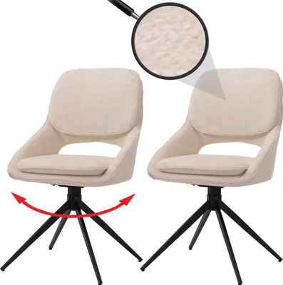 Produktbild von 2er-Set Esszimmerstuhl MCW-N73, Küchenstuhl, drehbar Auto-Return, Stoff/Textil Chenille (490g/m²)   creme-beige