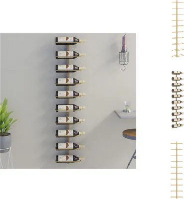 Obrázek produktu pro vidaXL Nástěnný stojan na víno na 10 lahví Golden metal - Stojany na víno