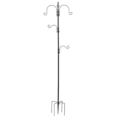 Image de PawHut Mangeoire à oiseaux station d'alimentation décorative pour oiseaux station d'alimentation pour oiseaux sauvages avec 4 crochets 54,5 x 54,5 x 208 cm noir