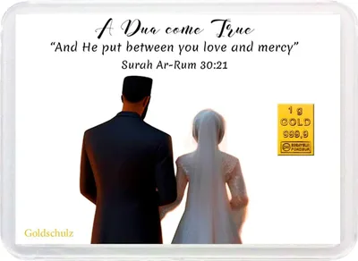 Produktbild von Grußkarte Islamische Hochzeit A Dua come true Gold 1g 1 Gramm Motivbox  - Geschenk + Echtheitszertifikat