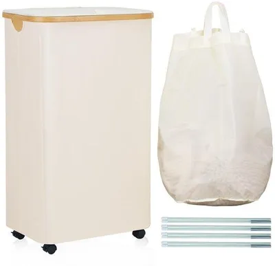 Immagine prodotto di Carrello beige da 105 litri con coperchio e borsa rimovibile