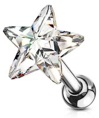 Produktbild von Helix & Tragus Ohr Piercing „Kristall Stern“ Clear
