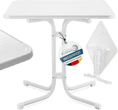 Produktbild von Bistrotisch Eckig Gartentisch Balkontisch Wetterfest Klappbar | 80x80cm Weißer Bistro Tisch Esstisch Klein Balkon Garten Küche Beistelltisch Campingtisch Gastro Stabiler Klapptisch Bistroni