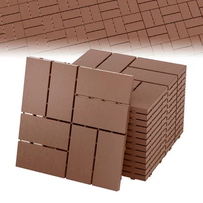 Obrázok produktu pre XINZI WPC terasové dosky 30x30, klikacie dlaždice, 1 m², UV-odolná podlahová krytina pre balkóny, terasy, záhrady a bazény, hnedá, 11 kusov (typ 2)