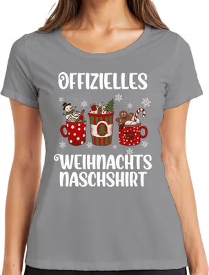 Produktbild von Weihnachten Naschen Faultier Lustig - Weihnachtsgeschenk Christmas Damen T-Shirt, Grau, L