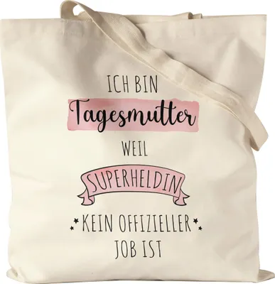 Produktbild von Ich Bin Tagesmutter Weil Superheldin Kein Anerkannter Job Ist Jutebeutel Stoffbeutel Canvas  Geschenk Danke Sagen